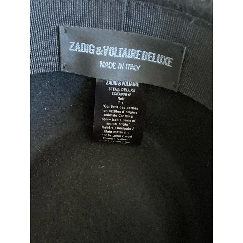 Zadig & Voltaire Deluxe Black 100% Wool Steva Fedora Hat